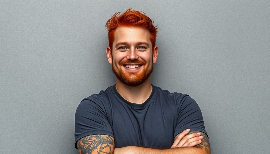 Man with red hair and tattoo, casual and approachable pose.