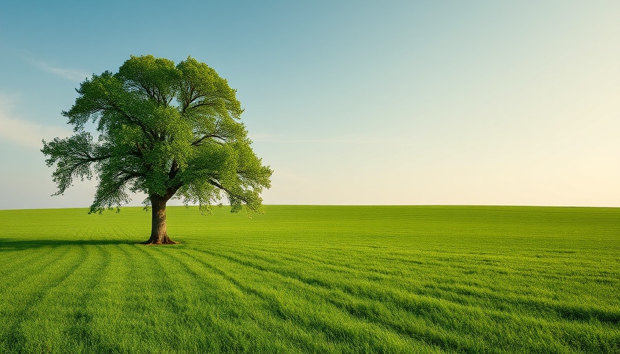 Majestic lone tree in green field symbolizing sustainable living tips.