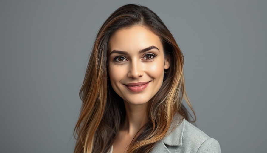 Confident woman smiling softly in close-up portrait.