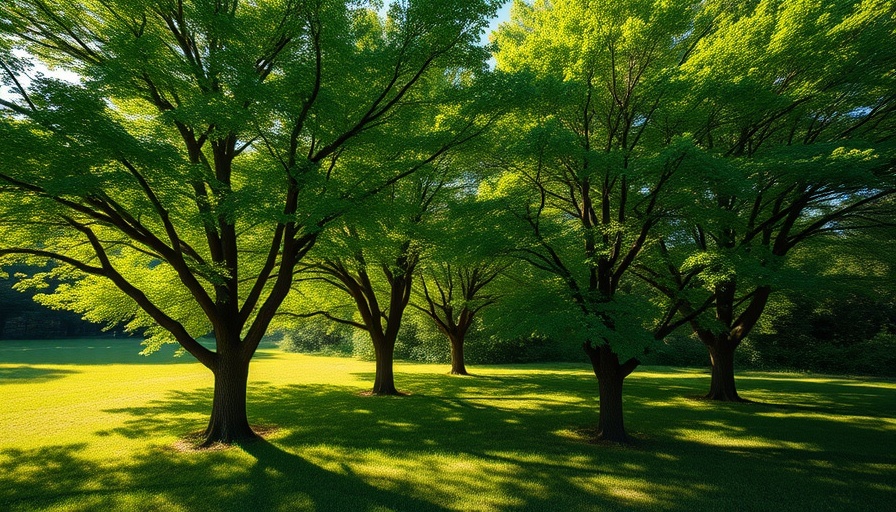 Understanding shade conditions with trees casting shadows on grass.