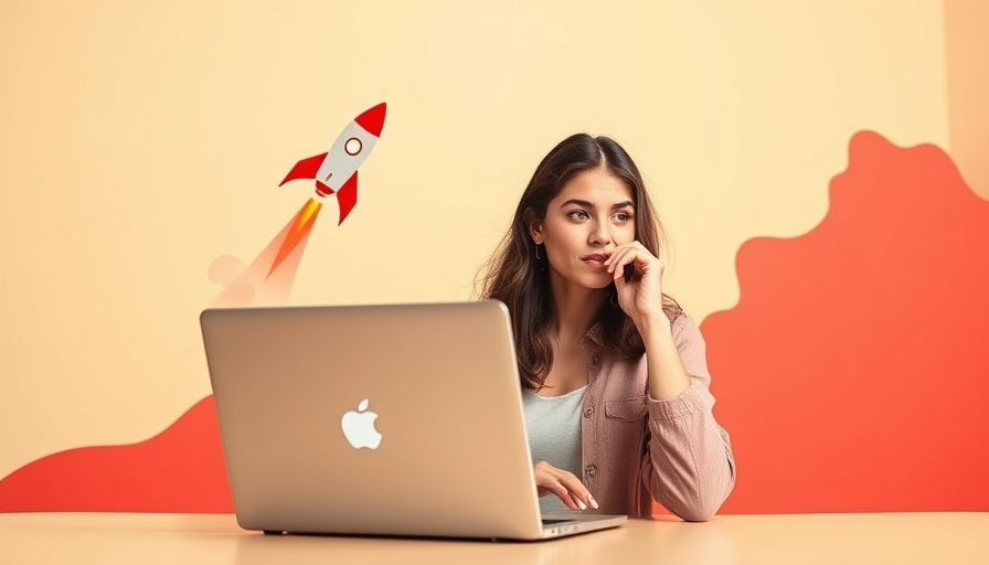 Young woman exploring marketing strategies for small businesses with growth symbol.