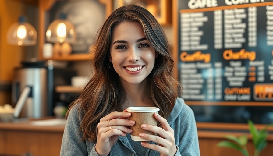 Woman enjoying coffee in a cozy cafe.