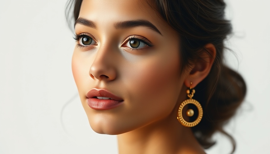 Young woman with gold earrings, soft expression