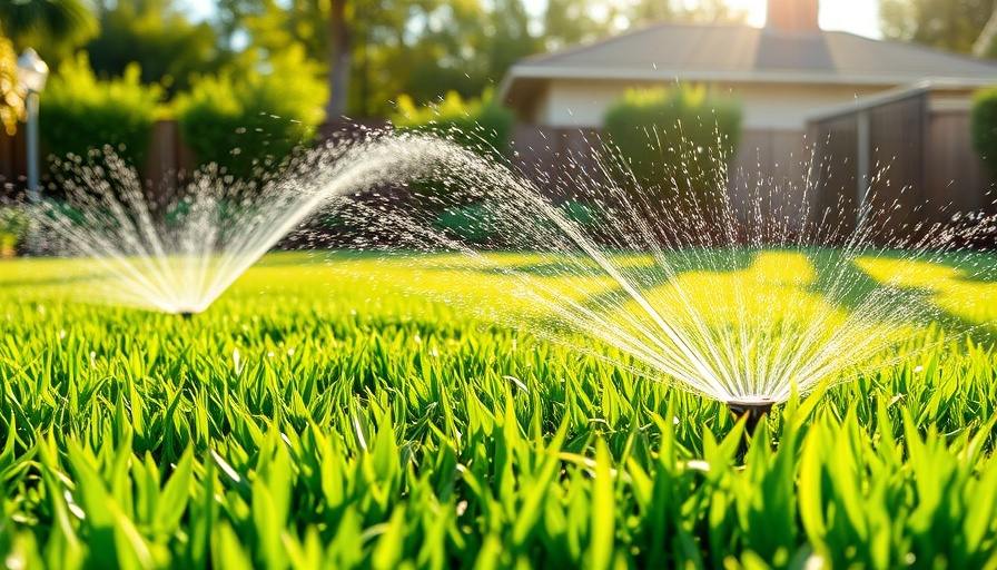 Sprinklers watering a lush lawn during summer for proper care.