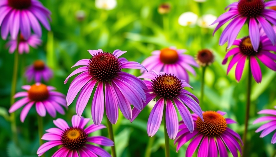 Colorful coneflowers blooming in garden - Growing Coneflowers in Containers