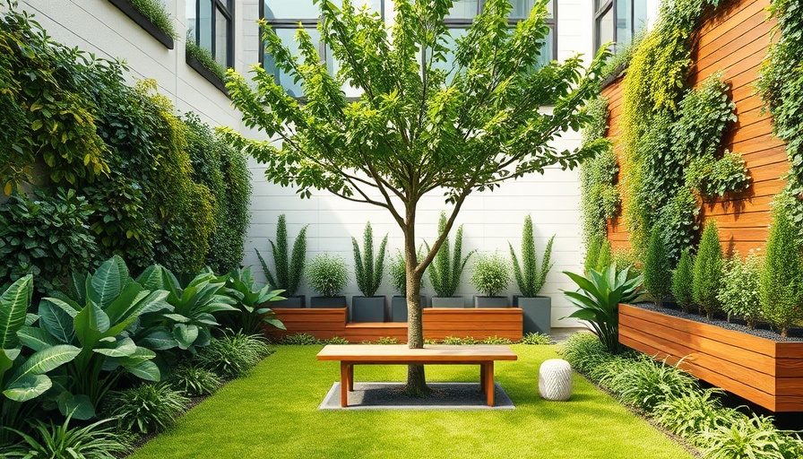 Urban gardening ideas with modern lush green design.