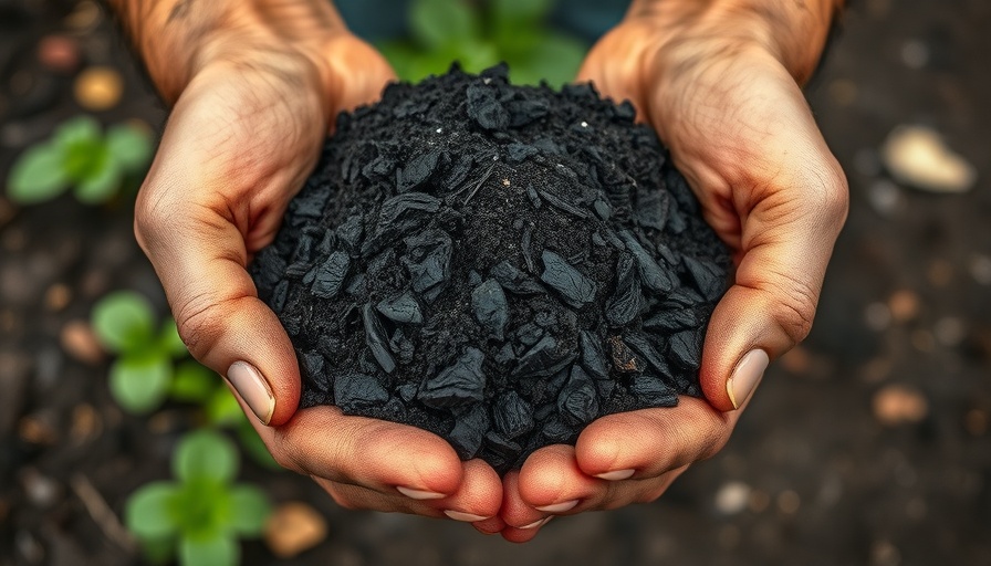 Close-up of hands cradling biochar, showcasing benefits of biochar for gardening.