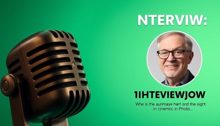 Interview graphic with a vintage mic and sustainable living tips.