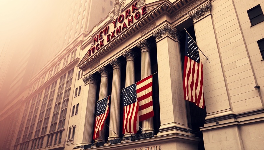 New York Stock Exchange with flag, symbolizing IPO delays from trade issues.