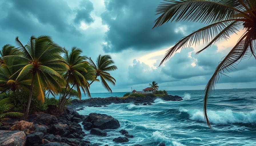 Stormy coastal scene with strong winds and rough waves illustrating hurricane vs tsunami destruction.