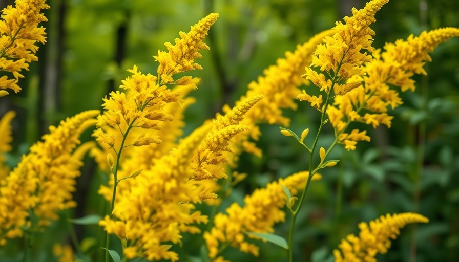 Goldenrod flowers for gardening in a lush green setting