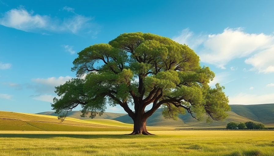 Lush tree landscape highlighting sustainable living tips.