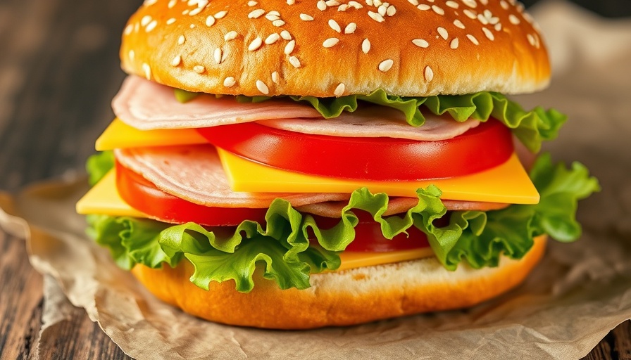Fresh sandwich with ham, cheese, and lettuce showcasing subscription model success.