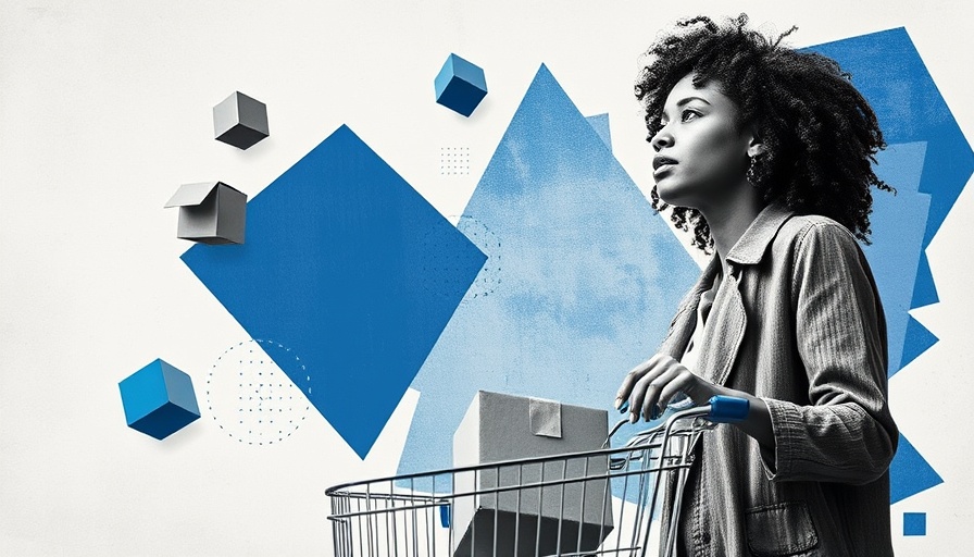 Modern ecommerce concept with woman and shopping cart in collage.