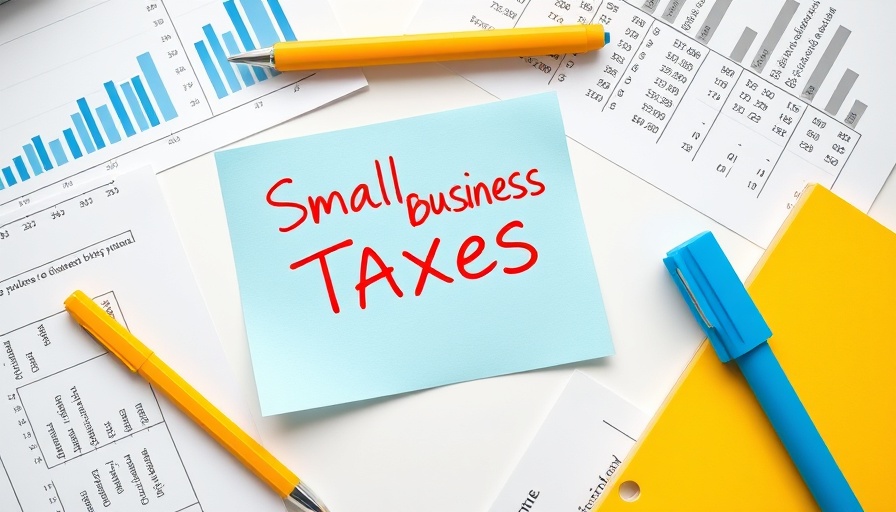 Small business financial planning with taxes note and charts.