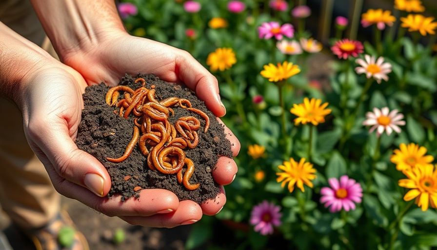 Hands holding compost with worms, showing benefits of worm composting.