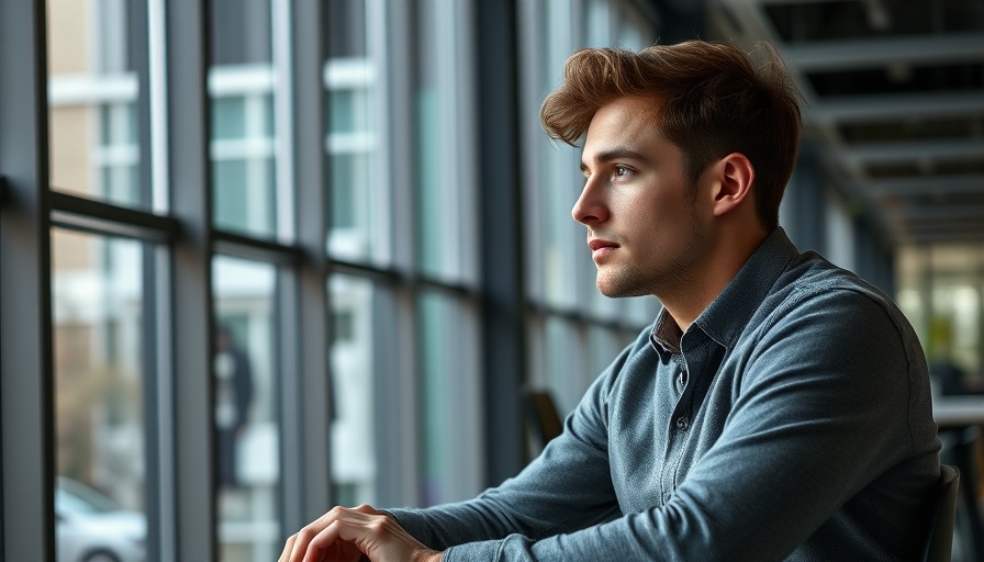 Thoughtful young man in modern office, impact of tariffs on small businesses.
