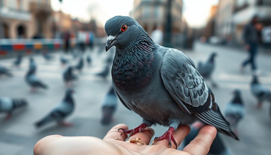 Gray pigeon on hand feeding seeds, Pigeon Feeding Tips.