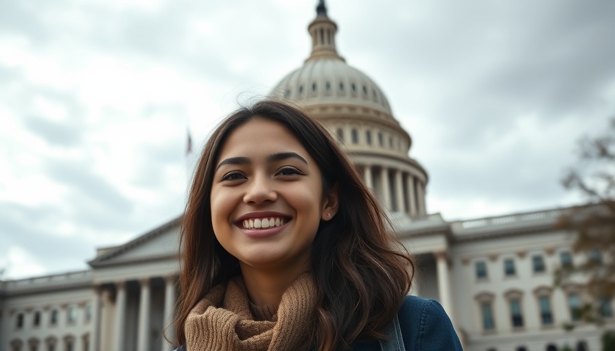 Young woman smiling in front of Capitol building.