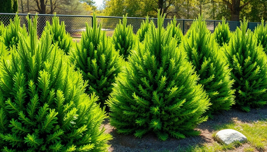 Lush green conifers in a sunlit garden setting, showcasing diversity