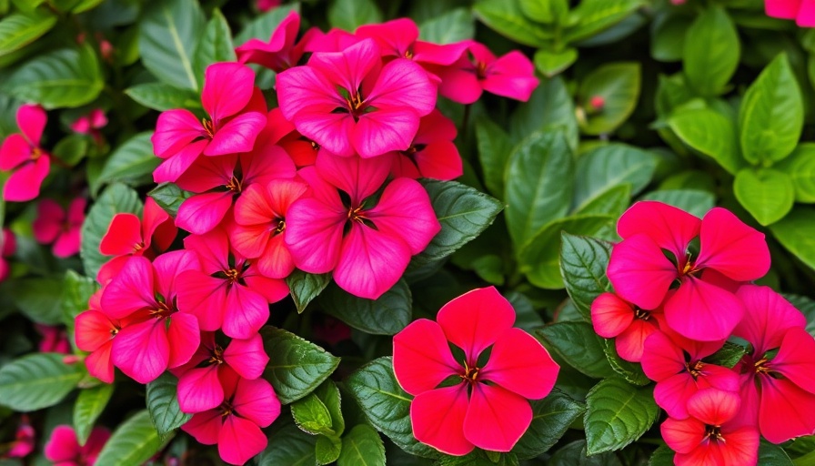 Vibrant impatiens flowers blooming in a lush garden