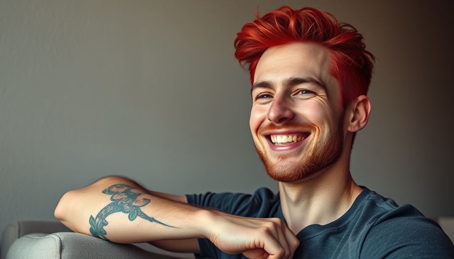 Cheerful man with red hair in a relaxed pose.