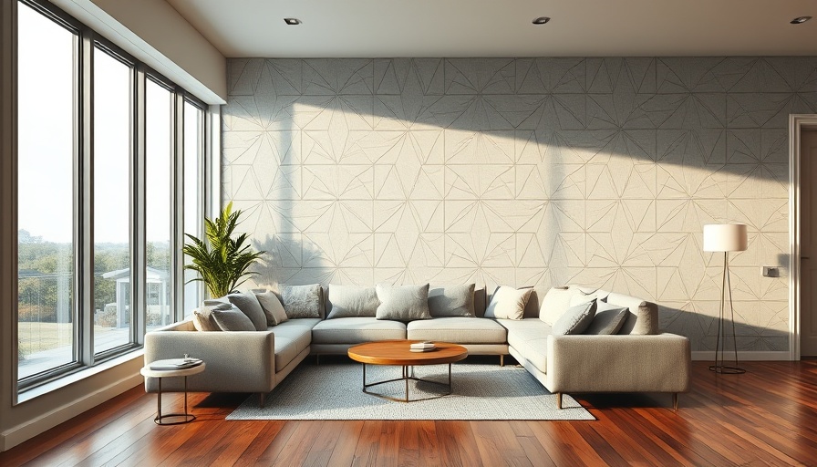 Stylish living room wallpaper transformation with geometric design.