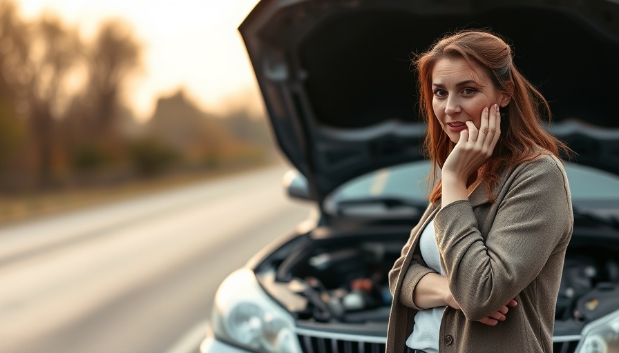 Frustrated woman with open car hood, wondering about lemon laws for used vehicles.