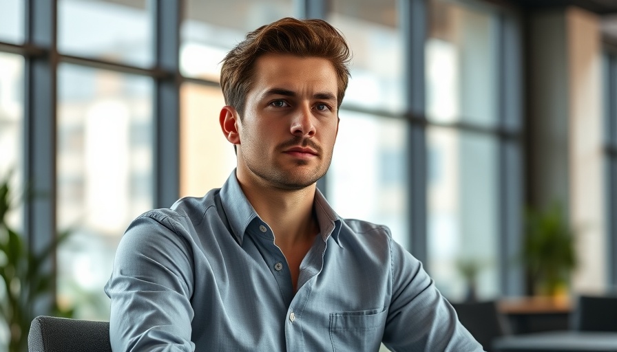 Calm and thoughtful man in casual attire in modern office