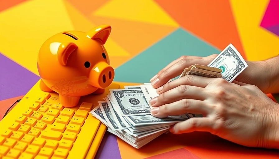 Earned media value visualized with keyboard and money.