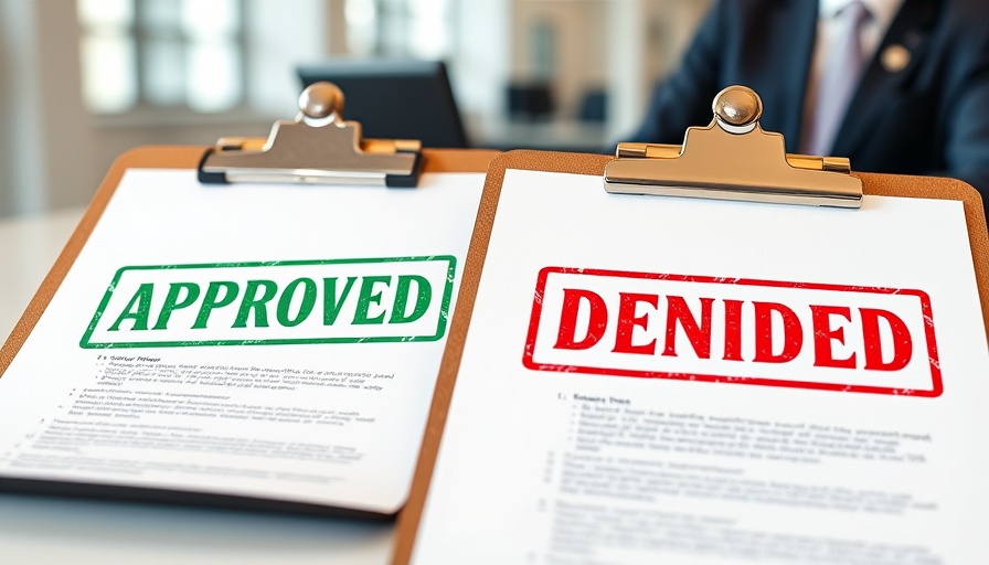 Clipboards with approved and denied business loan documents.