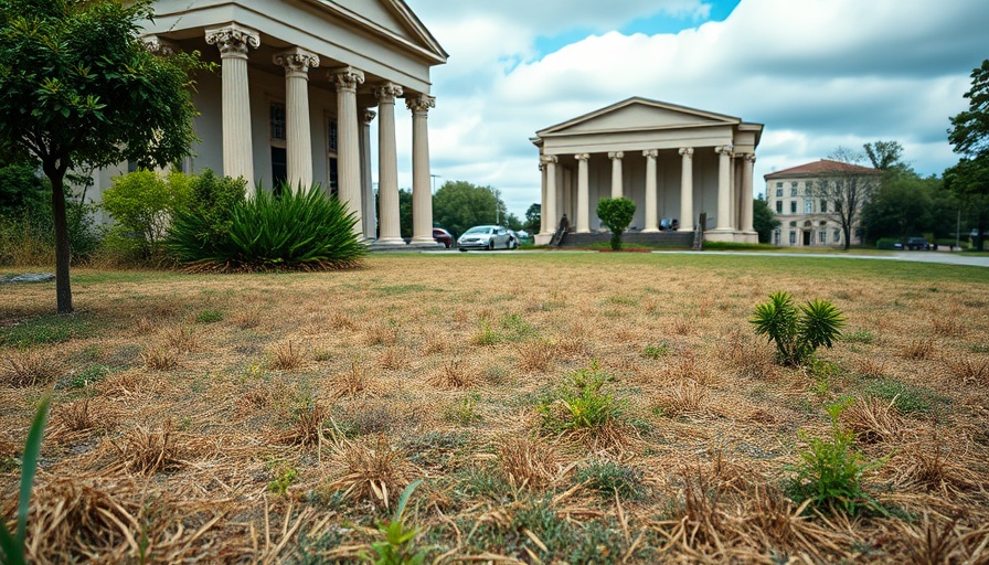 Neglected lawn in front of classical building, how to restore a neglected lawn