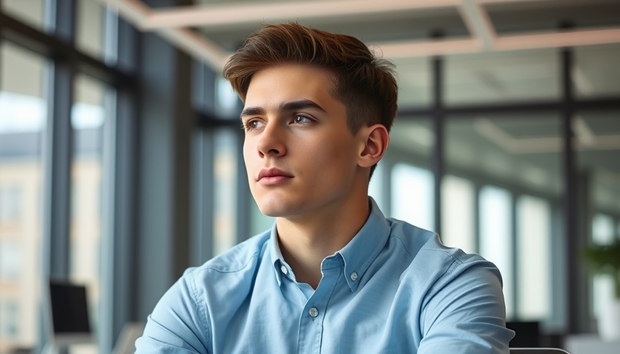 Contemplative young man in office setting for 'Hiring like NFL Draft'