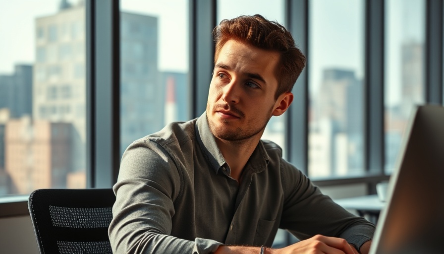 Portrait of a man in an office setting, solid-state battery technology for EVs