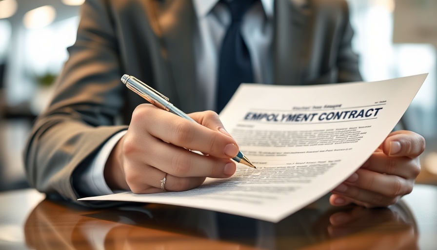 Person reviewing employment form in office setting