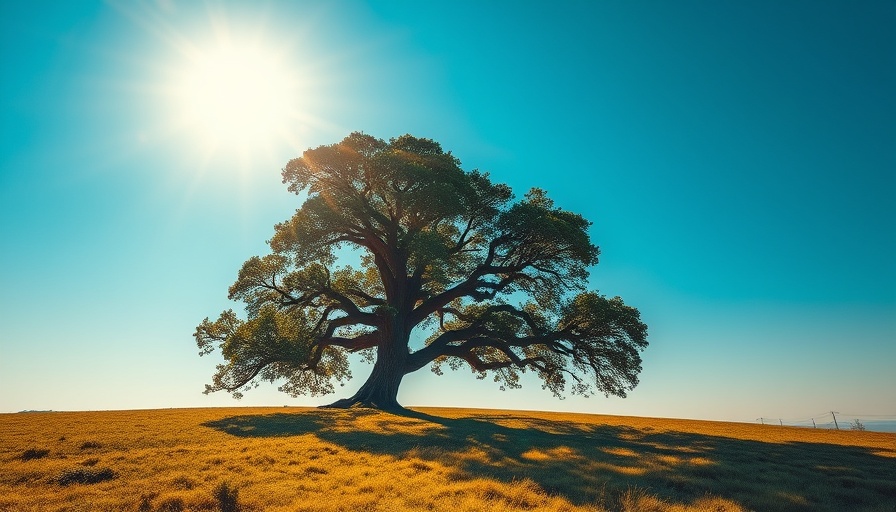 Majestic tree symbolizing environmental sustainability in open field.