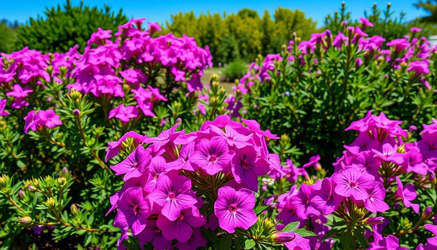 Colorful home gardening scene with blooming flowers