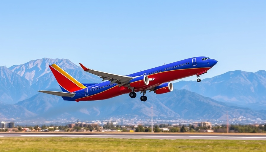 Southwest Airlines jet with mountains, highlighting new fare structure.