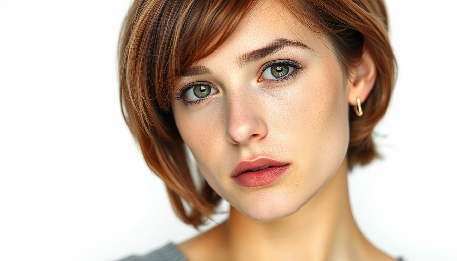 Portrait of a young woman with short brown hair and gold earrings.