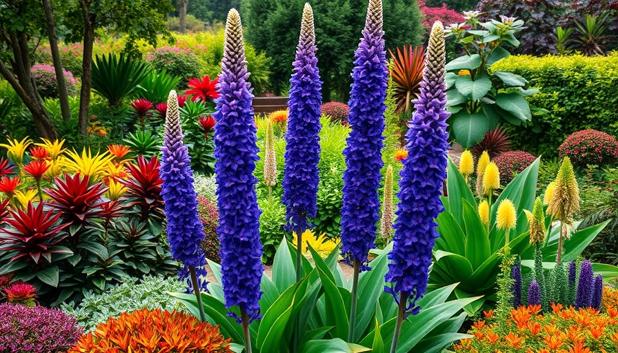 Adriana’s Pride of Madeira blooms in a lush vibrant garden.