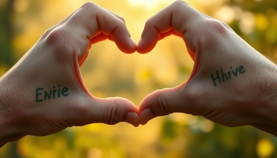 Hands forming a heart shape with message promoting paper recycling.