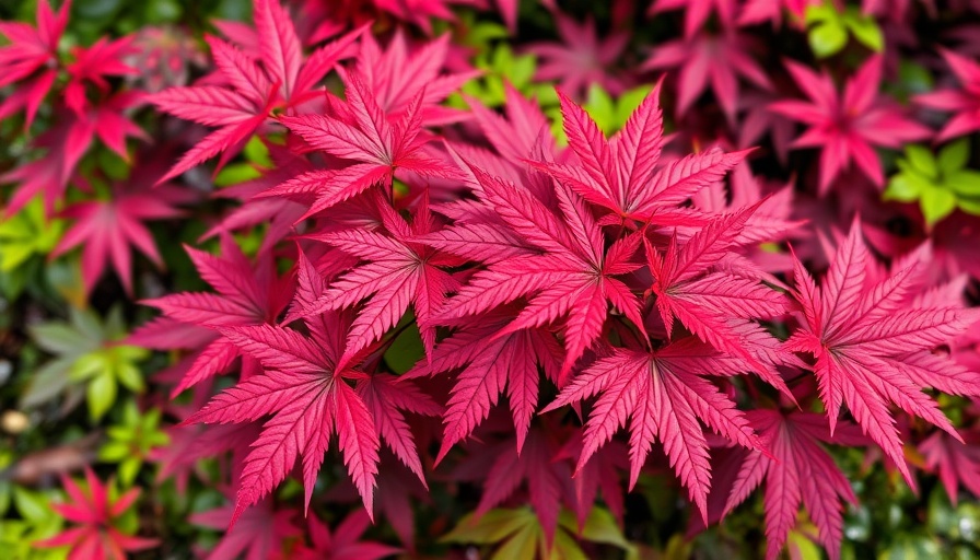 Vibrant red Japanese maple leaves in lush detail, showing healthy growth.