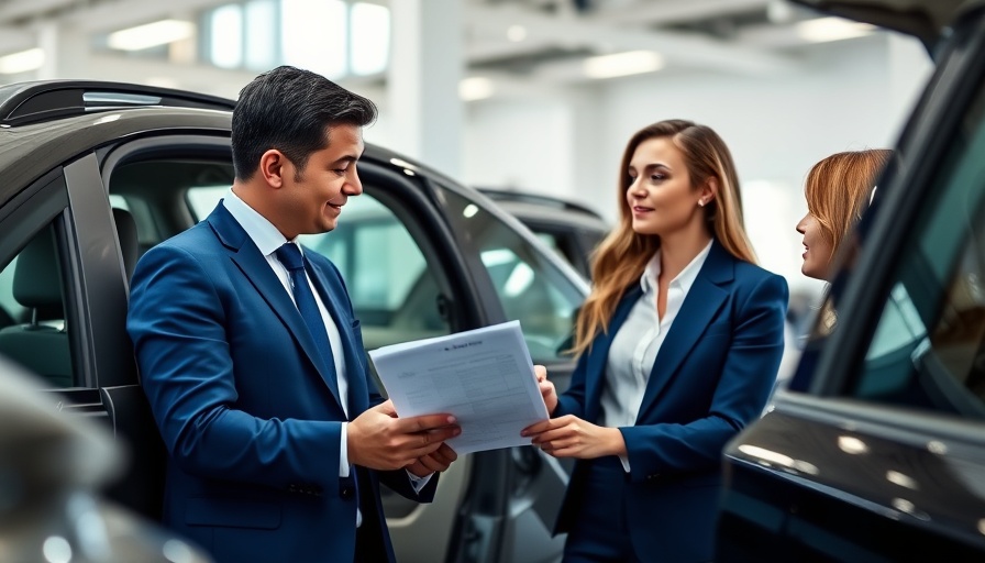 Inside sales interaction between car salesperson and customer.