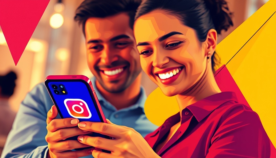 AI social media marketing trends vibrant design with smartphone and abstract shapes.