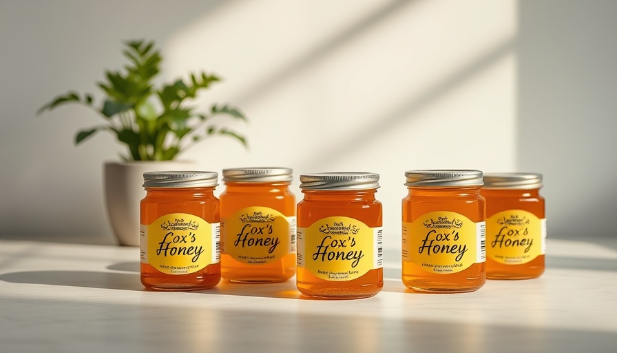 Jars of Cox's Honey on display with a plant, highlighting reasons to keep honey in the pantry.