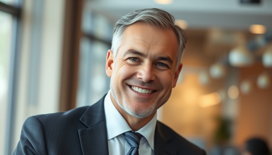 Middle-aged business leader smiling in an office setting, Leadership Changes in Wealth Management.