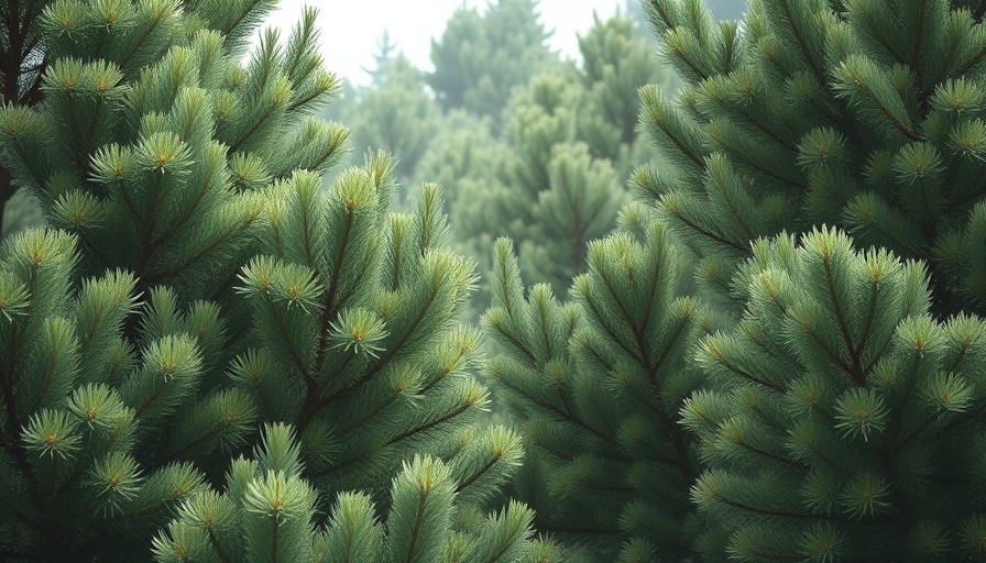 Dense Japanese White Pines, rich green needles, natural lighting.