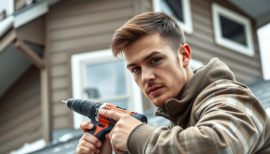 Person installing snow guards on metal roof, natural daylight.