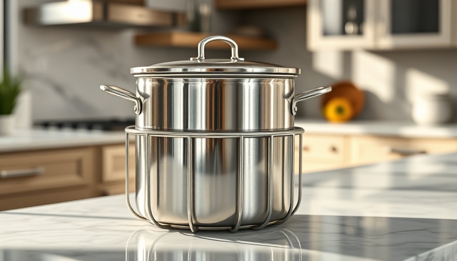 Stainless steel canning pot and rack for water bath canning.