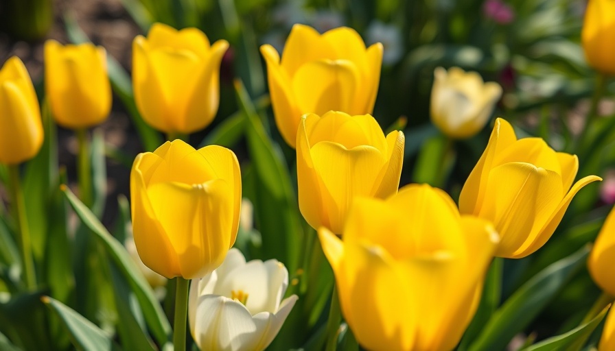 Vibrant yellow tulips in a garden, home gardening tips.